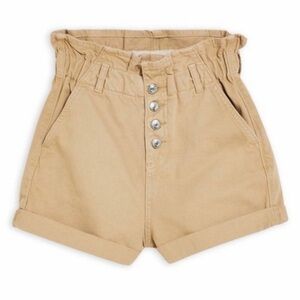 TopShop Paper Bag Women’s Tan Button-Up Shorts size US 6